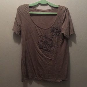 Loft grey T-shirt w/ embellishments. Short sleeve